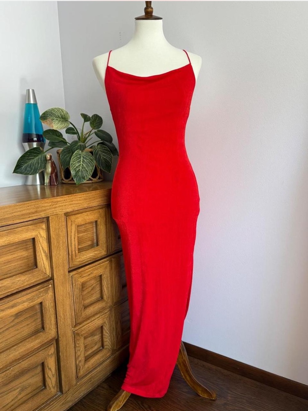 Petal & Pup Red Cowl Neck Maxi Slip Dress